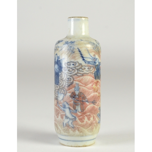 9017 - A snuff bottle decorated in imari palette depicting gods

7.7cm high

Provenance 
Henry Potter Steve... 