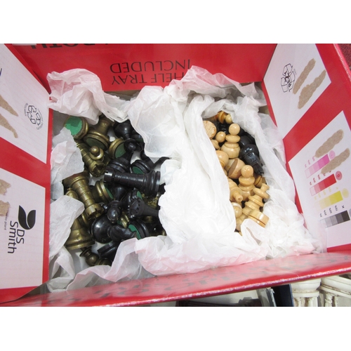 8023 - A collection of chess sets with wooden and onyx boards