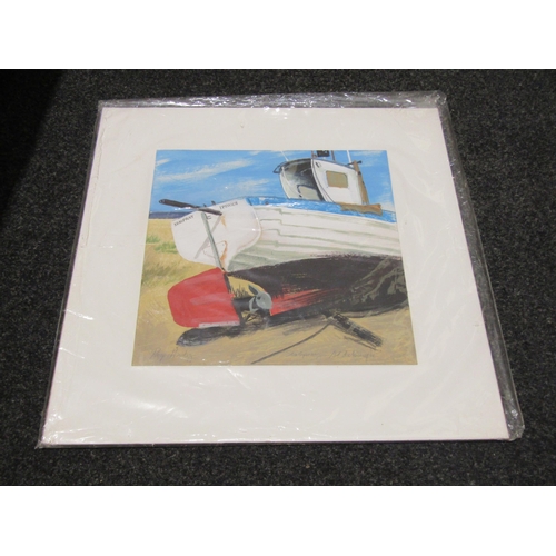 1046 - Five various watercolours to include ROGER HARDING entitled 'Seaspray Aldeburgh', 'Dunwich Fishing' ... 