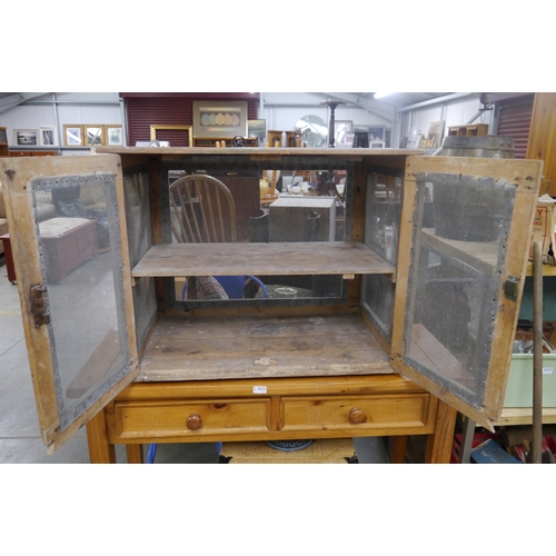 2053 - A Victorian two door meat safe with shelved interior