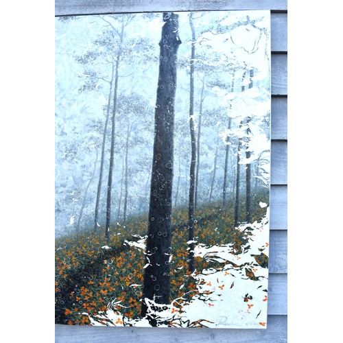 4032 - PONGSAK KAMJORNRASAMEKIT (b.1974) Thai Contemporary Artist: Abstract painting depicting woodland and... 