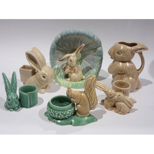 A Sylvac mushroom lop ear rabbit vase No. 1510, a Sylvac rabbit jug No ...