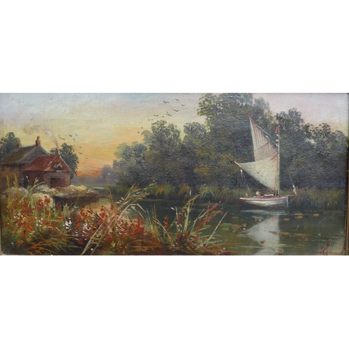 9024 - Two late 19th/early 20th Century oils on canvas - PERCY LIONEL (XIX/XX) 'Womack Broad', signed botto... 
