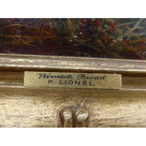 9024 - Two late 19th/early 20th Century oils on canvas - PERCY LIONEL (XIX/XX) 'Womack Broad', signed botto... 