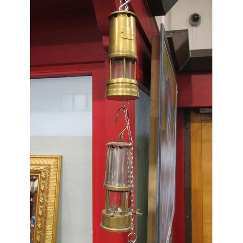 4014 - A gas lamp and two miner's lamps including Lamp & Limelight Company (3)