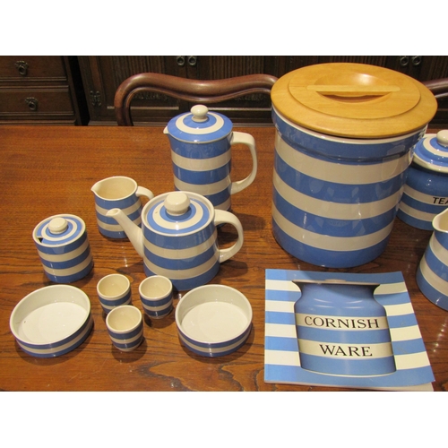 4056 - A quantity of blue and white Cornish ware, including T.G. Green