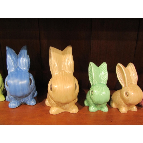 A collection of assorted Sylvac rabbits in various colours including ...