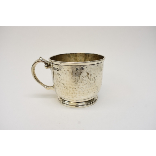 8023 - A  Charles Edwards silver hammered cup, London 1906, 6.5cm tall, 8cm diameter, 140g