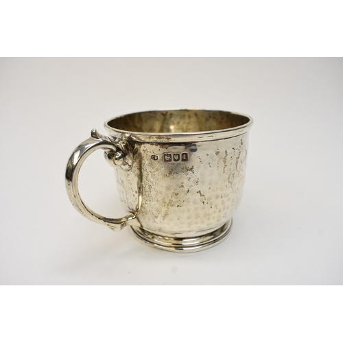 8023 - A  Charles Edwards silver hammered cup, London 1906, 6.5cm tall, 8cm diameter, 140g