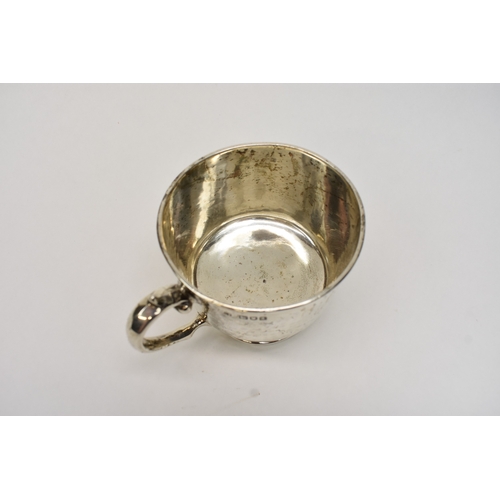 8023 - A  Charles Edwards silver hammered cup, London 1906, 6.5cm tall, 8cm diameter, 140g