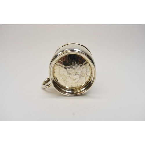 8023 - A  Charles Edwards silver hammered cup, London 1906, 6.5cm tall, 8cm diameter, 140g
