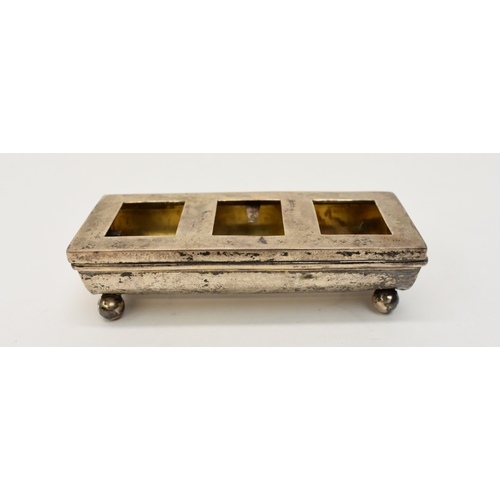 8059 - An Edwardian, Arthur & John Zimmerman silver stamp holder, gilt interior, Birmingham 1906, hook to l... 