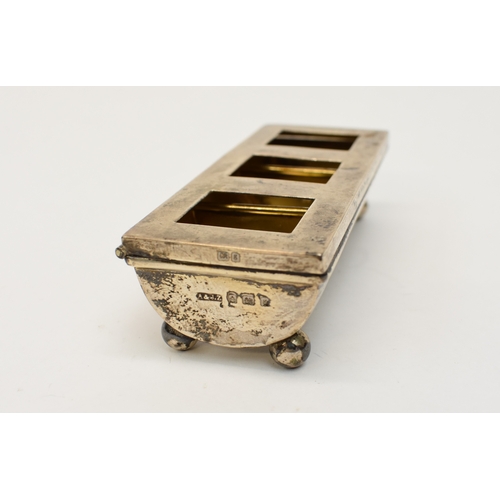 8059 - An Edwardian, Arthur & John Zimmerman silver stamp holder, gilt interior, Birmingham 1906, hook to l... 
