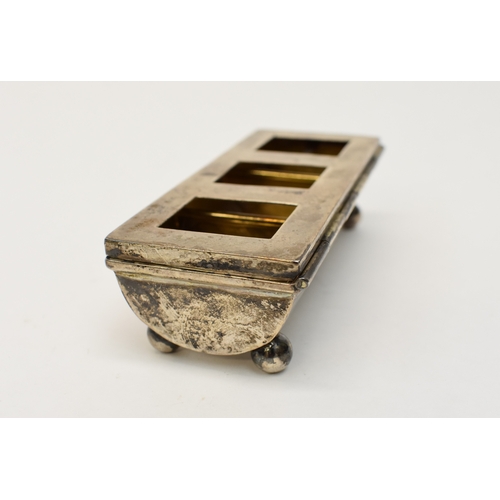 8059 - An Edwardian, Arthur & John Zimmerman silver stamp holder, gilt interior, Birmingham 1906, hook to l... 