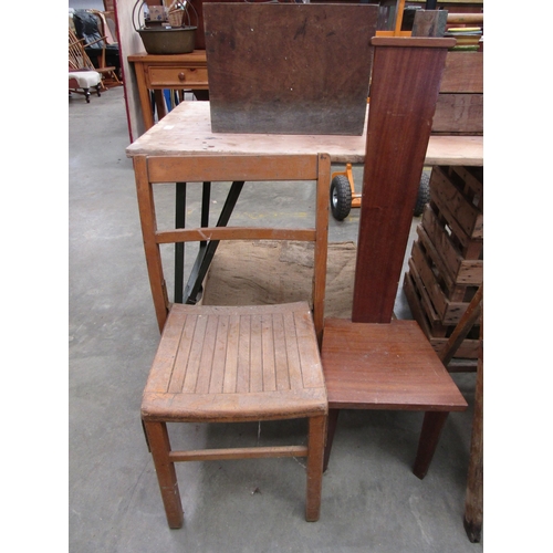 2034 - Two folding chairs, a tall back child's chair and another