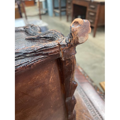 2007 - A late 19th Century Black Forest mahogany and leather jewellery box