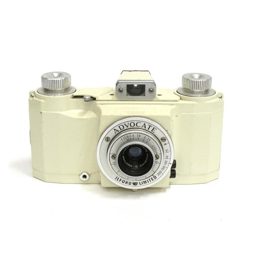 7016 - A 1950s Ilford Advocate Series II 35mm film Camera with leather case, serial  1919-8546, body in whi... 