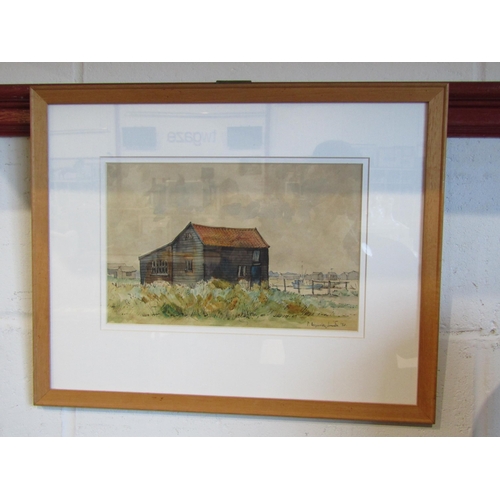 1012 - Three Norfolk and Suffolk watercolours - Blythburgh, Walberswick and The Broads, framed and glazed