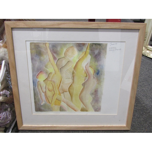 1055 - A watercolour of nude ladies titled 