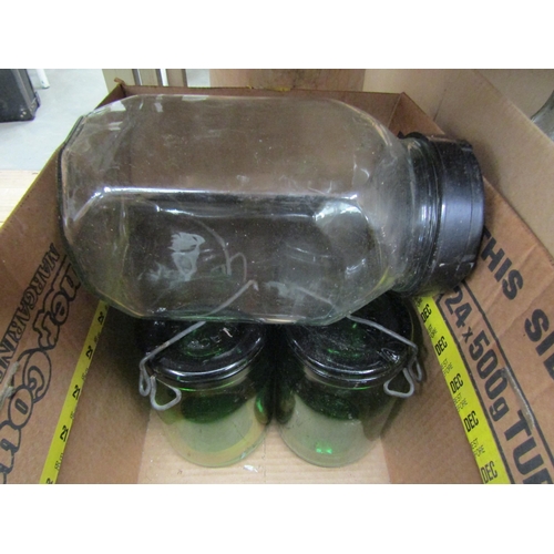 2061 - Five preserving jars and three vintage sweet jars