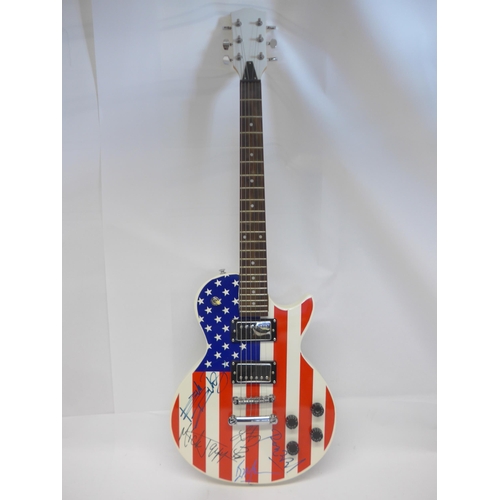 8288 - The Rolling Stones signed guitar - A Les Paul style electric guitar in American stars and stripes fi... 
