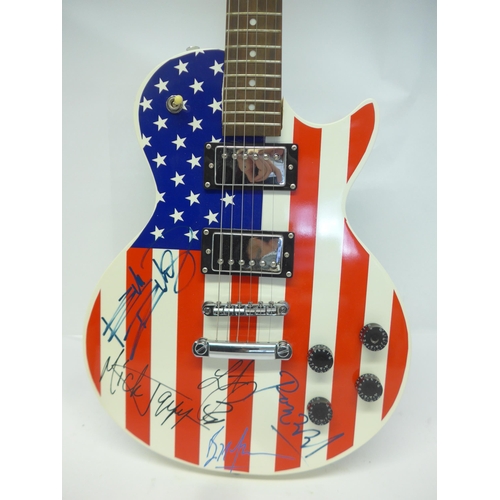 8288 - The Rolling Stones signed guitar - A Les Paul style electric guitar in American stars and stripes fi... 