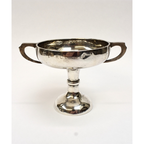 8052 - An engraved 'point to point' silver trophy, stamped 935, dents present, 180g
