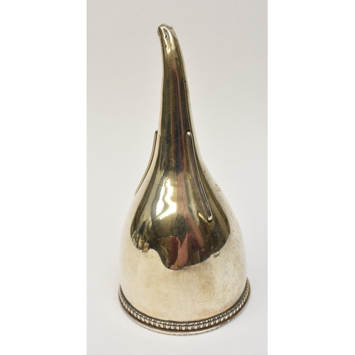 8014 - A Carden Terry & Jane Williams George III Irish silver wine funnel and circular stand, gadrooned bor... 