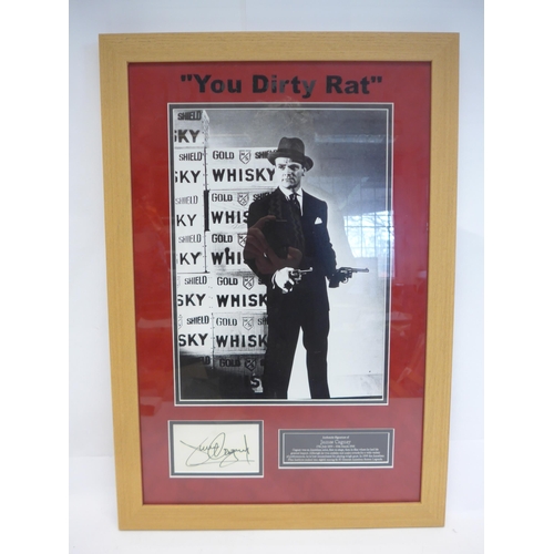 8289 - James Cagney autograph - An index card signed in black marker pen by James Cagney, mounted with an i... 