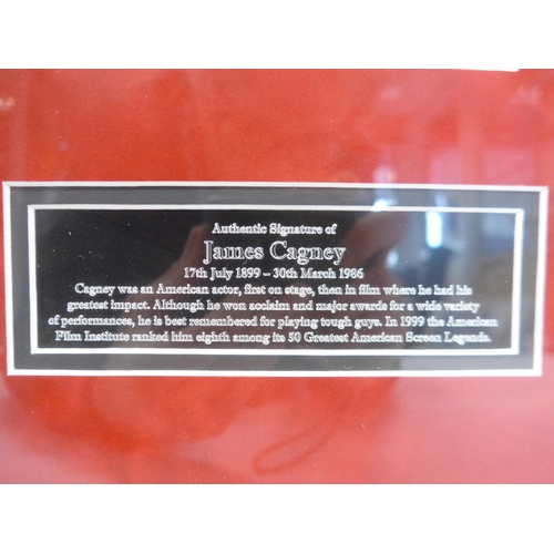 8289 - James Cagney autograph - An index card signed in black marker pen by James Cagney, mounted with an i... 
