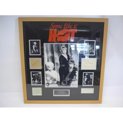 8281 - 'Some Like It Hot' cast autographs - Four autograph album pages or pieces of paper signed by the fil... 