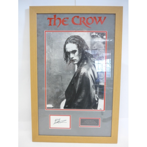8283 - 'The Crow' Brandon Lee autograph - A piece of paper signed in black marker pen by Brandon Lee, mount... 
