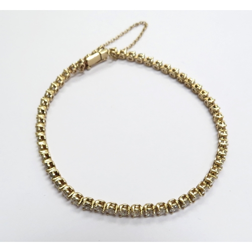 6017 - A diamond tennis bracelet, 50 diamonds, total weight 2.50ct, 14k, 18cm long, 6.9g