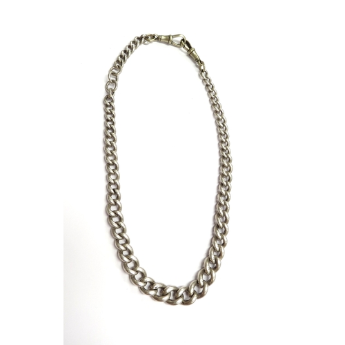6559 - A silver watch chain, 40cm long each graduated link stamped, later metal clasps