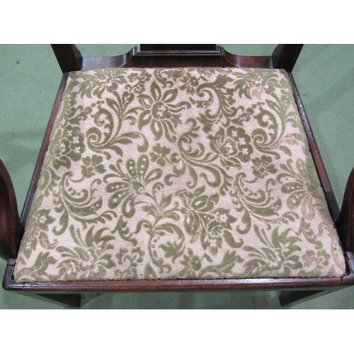 4003 - A Circa 1800 mahogany open armchair in the Chippendale manner, the fretwork central splat over chamf... 
