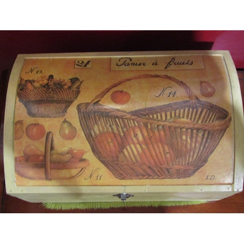 4039 - A dome top chest of small proportions with fruit basket decoration, 20cm tall x 36cm wide x 24cm dee... 