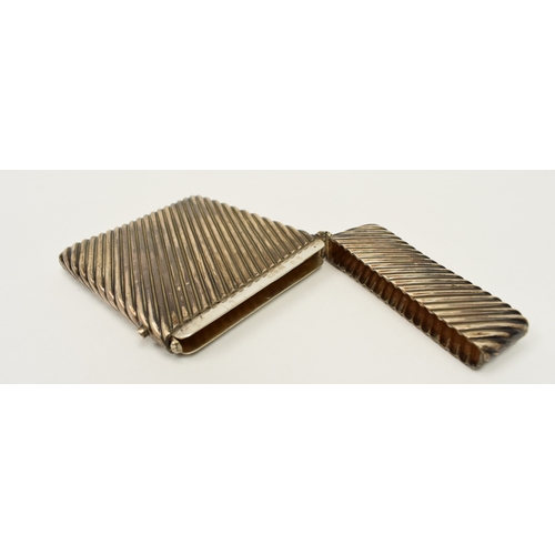 8060 - A silver striped cardcase, Birmingham 1892, 10cm x 7.2cm, 110g