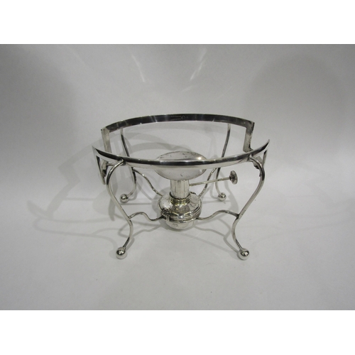 4053 - A silver plated chafing dish with ceramic lidded pot