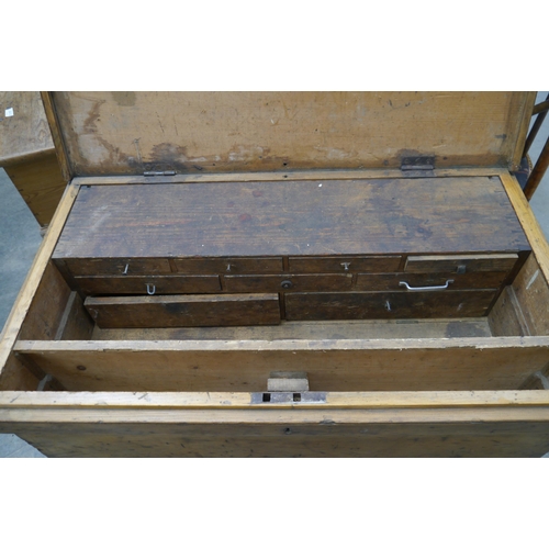 2016 - A Victorian pine tool box with drawer