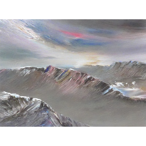 9044 - PETER GOODFELLOW (1950-2022) A framed and glazed oil on panel - 'Across The Clume Ridge, Scotland'. ... 