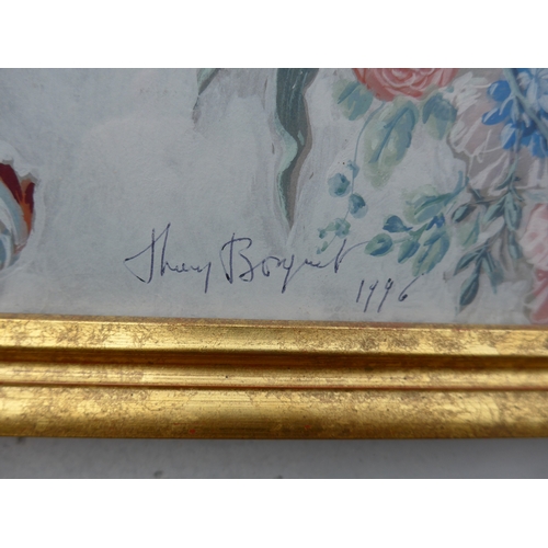 9040 - THIERRY BOSQUET (Belgian b.1937) A framed and glazed gouache and watercolour on paper titled 'La Rei... 