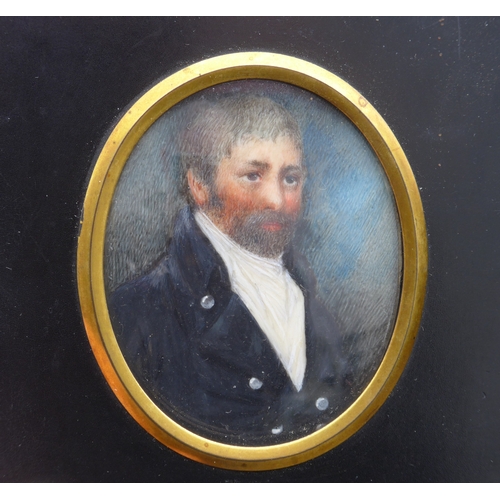 9029 - A pair of 19th Century watercolour on oval ivory panels, portraits of Mr James Read c1759-1819, scho... 