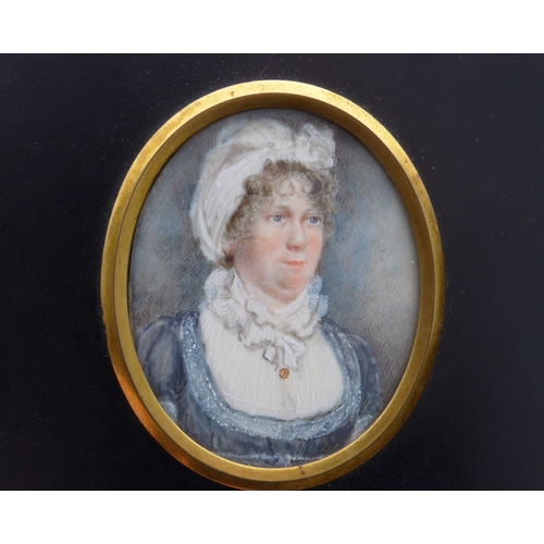 9029 - A pair of 19th Century watercolour on oval ivory panels, portraits of Mr James Read c1759-1819, scho... 