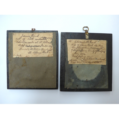 9029 - A pair of 19th Century watercolour on oval ivory panels, portraits of Mr James Read c1759-1819, scho... 