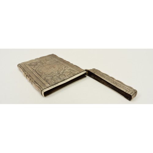 8040 - A Victorian Frederick Marson silver cardcase with all over engraved decoration with central monogram... 