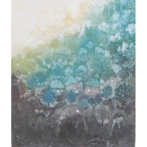 1021 - MICHAEL OELMAN (b.1941) A framed and glazed etching with aquatint 'Rocky Outcrop'. Pencil signed and... 