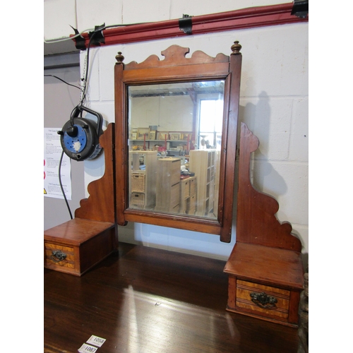 1022 - An Edwardian satinwood dressing table mirror on base with jewellery drawers