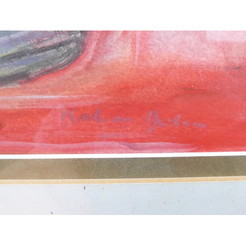 1046 - KATHLEEN DOLAN (XX) A framed and glazed gouache titled 'Mother & Baby'. Signed bottom right, labelle... 