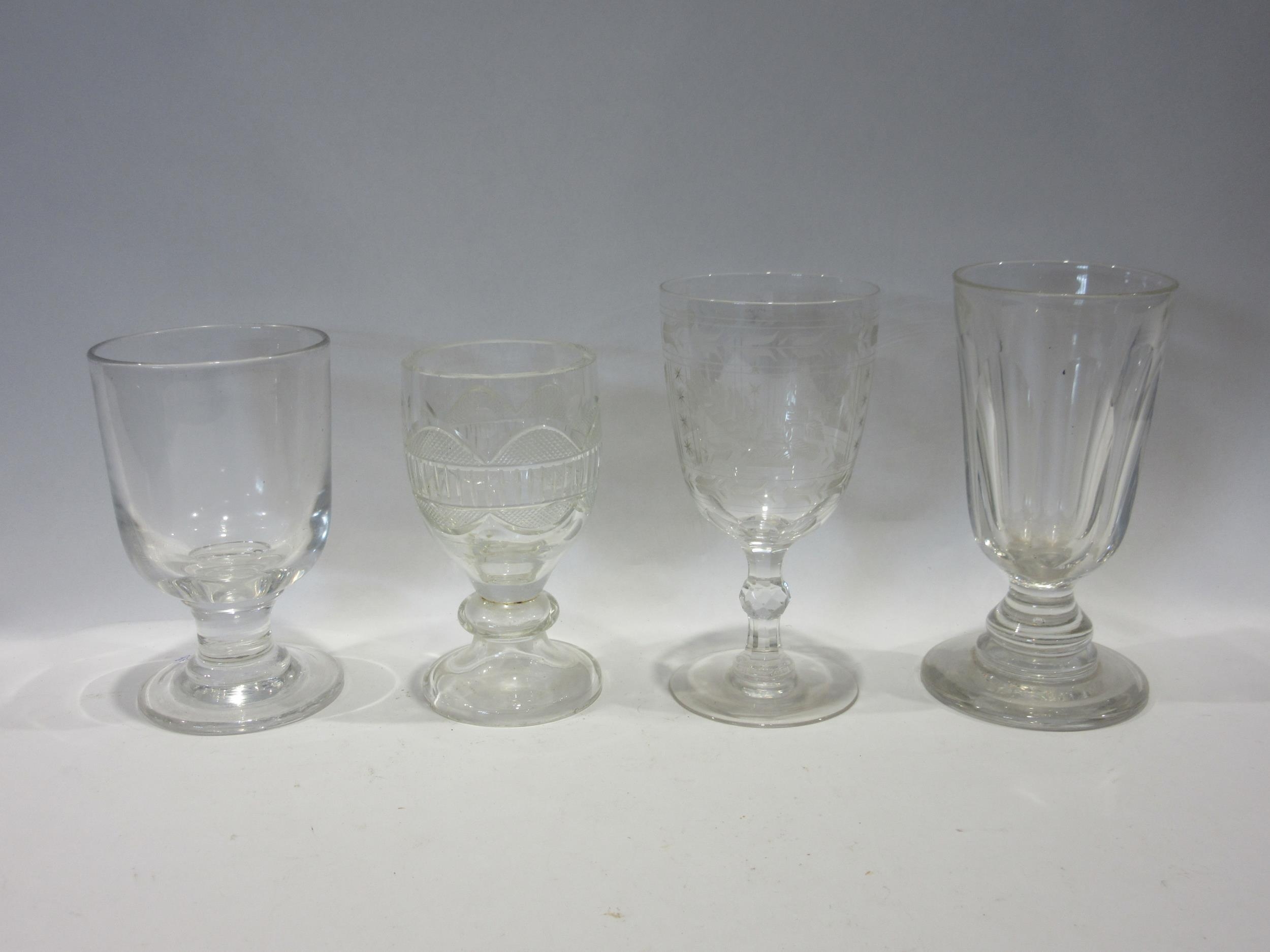 Four Victorian glass rummers