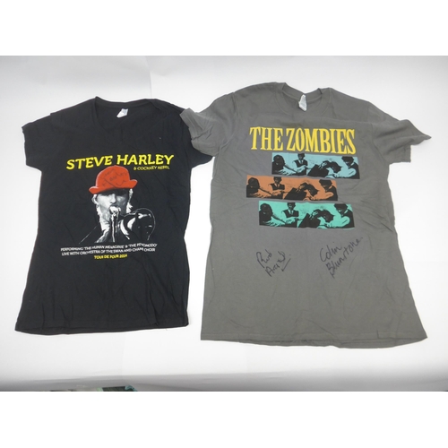 8292 - Two autographed band t-shirts to include The Zombies, signed by Rod Argent and Colin Blunstone (size... 